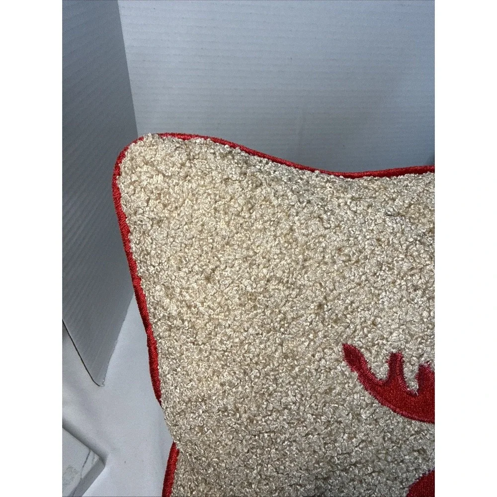 Secret Celebrity DownThrow Pillow Red Crushed Velvet Moose Red Rope Trim 18